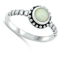 thumbnail image 4 of CHOOSE YOUR COLOR Bali Round White Simulated Opal Ring .925 Sterling Silver Band CZ Female Size 5, 4 of 4