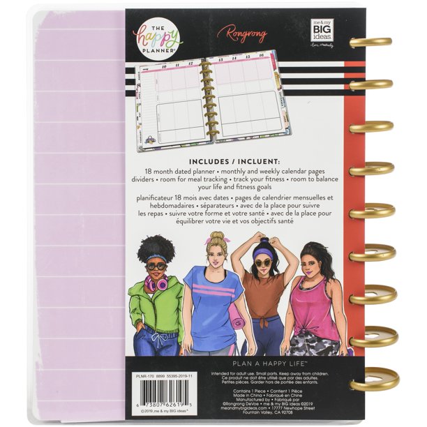 Happy Planner 18 Month Dated Medium Planner 7 75 X9 75 Rongrong Fitness July Dec 21 Walmart Com