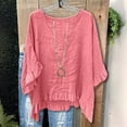 thumbnail image 6 of Khunlpohl Women's Cotton Linen Tops Ruffle 3/4 Sleeve Blouse Crew Neck Casual Shirts Summer Lightweight Top S-5XL, 6 of 7