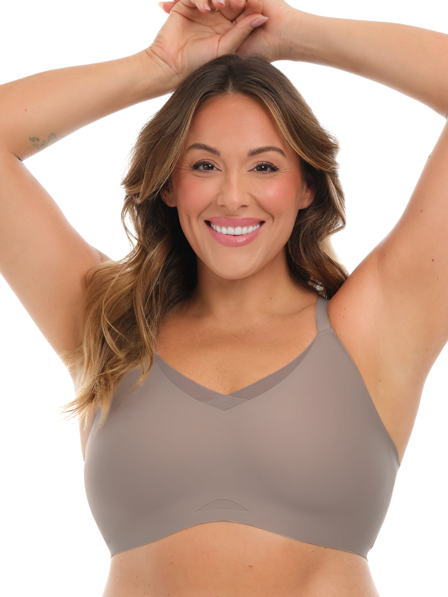 Joyspun Women’s Wireless Bonded Bra with Mesh Inserts, Sizes XS-XXXL