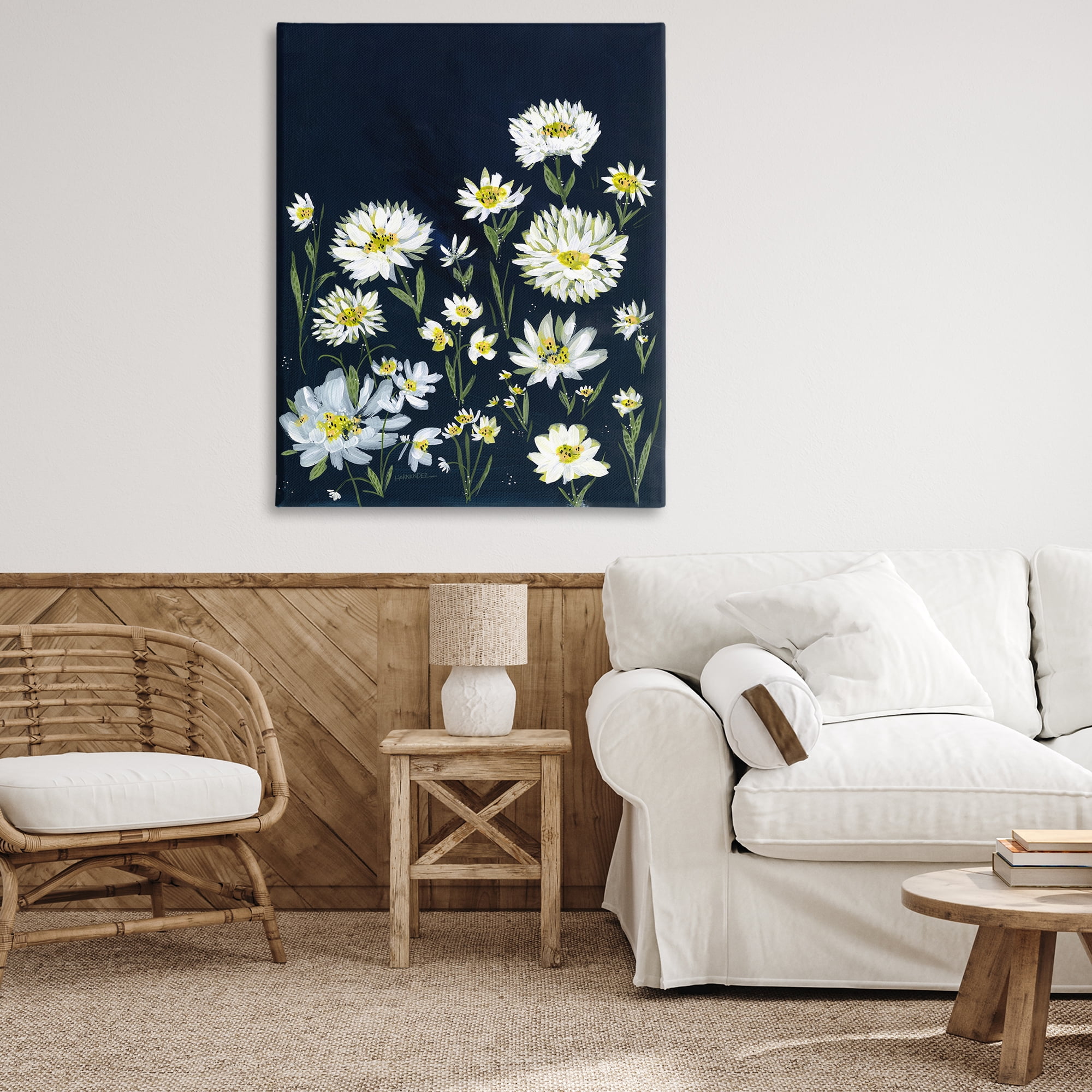 Stupell Industries Deep Meadow on Black Plants & Flowers Painting Wrapped Canvas Art Print Wall Art, 36 x 48