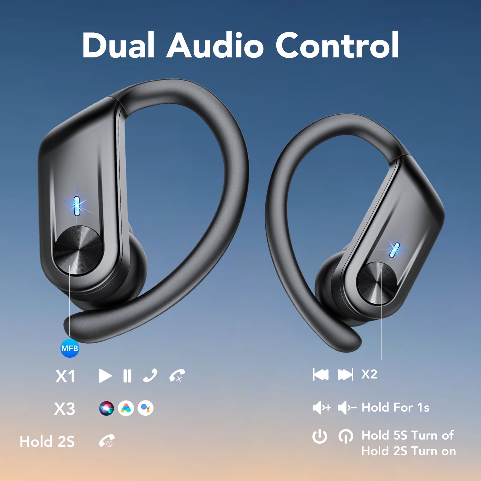 Wireless Earbuds Bluetooth Headphone, Bluetooth 5.4 Earbud, 80Hrs Playtime with LED Charging Case, 4 ENC Noise Cancelling Mic, Deep Bass Ear Buds with Earhook, IPX7 Waterproof Headphones for Sport