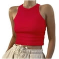 thumbnail image 2 of ShaoRunShi Women’s High Neck Rib-Knit Y2k Crop Tank Top Summer Casual Racer Back Tank Tops Sleeveless Round Neck Basic Tees, 2 of 7