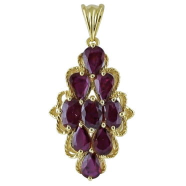 Carillon Ruby July Birthstone Natural Gemstone Necklace Pendant 925 Sterling Silver Party Jewelry | Yellow Gold Plated