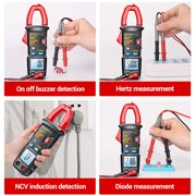 Smart Clamp Multimeter, 600A AC Current Clamp Meter with Auto-Ranging, NCV Function, LCD Display, Measures Voltage, Resistance, Capacitance, Ideal for Home, Auto, and Electrical Repairs