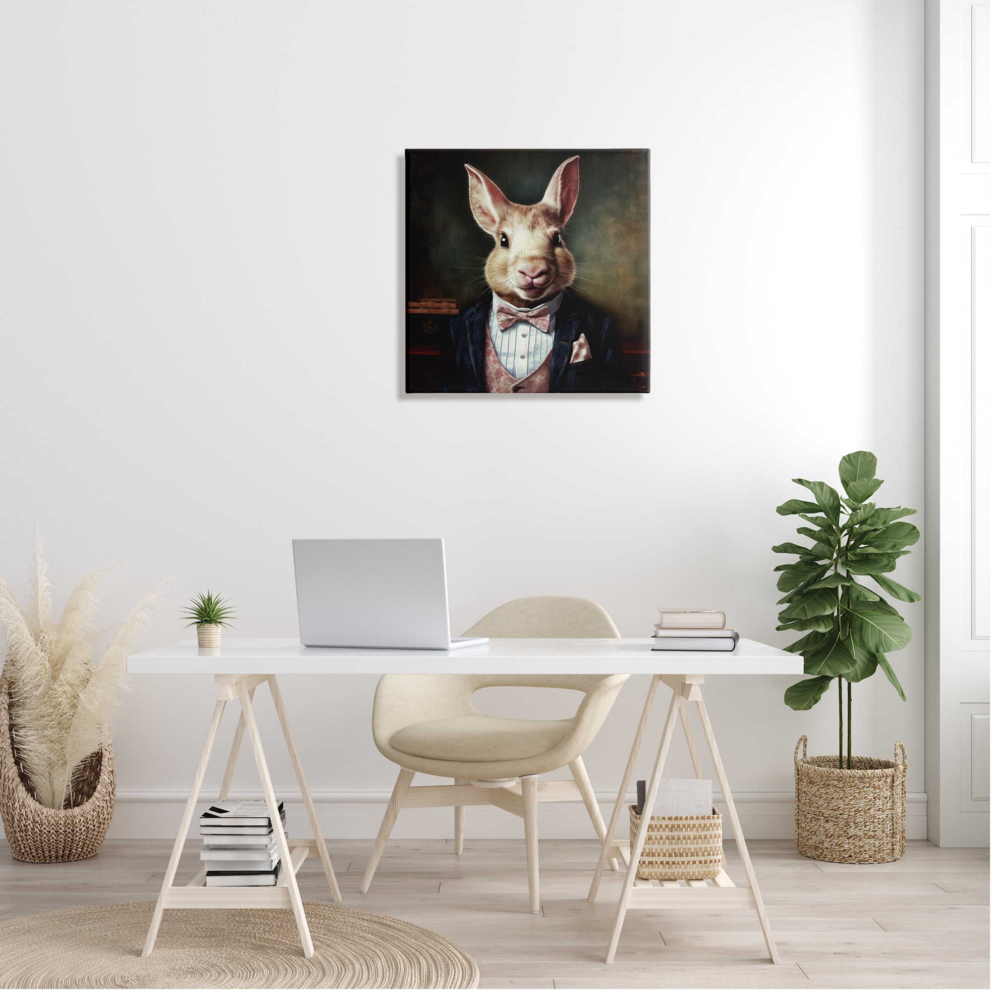 Stupell Industries Classy Fashion Rabbit Animals & Insects Painting Gallery Wrapped Canvas Art Print Wall Art, 24 x 24