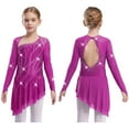 thumbnail image 5 of iixpin Kids Girls Sparkly Lyrical Dance Dress Figure Ice Skating Ballet Skirted Leotard Competition Dancewear Hot Pink 6, 5 of 6