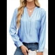 thumbnail image 2 of Blusas Tipo Túnica Informales Holgadas con Cuello en V y Larga para Mujer con Bolsillo Azul M, 2 of 9