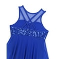 thumbnail image 6 of Venjoe Kids Girls Sequined Ballet Lyrical Dance Dress Leotard  Asymmetrical Dancewear Costume Royal Blue 8, 6 of 7
