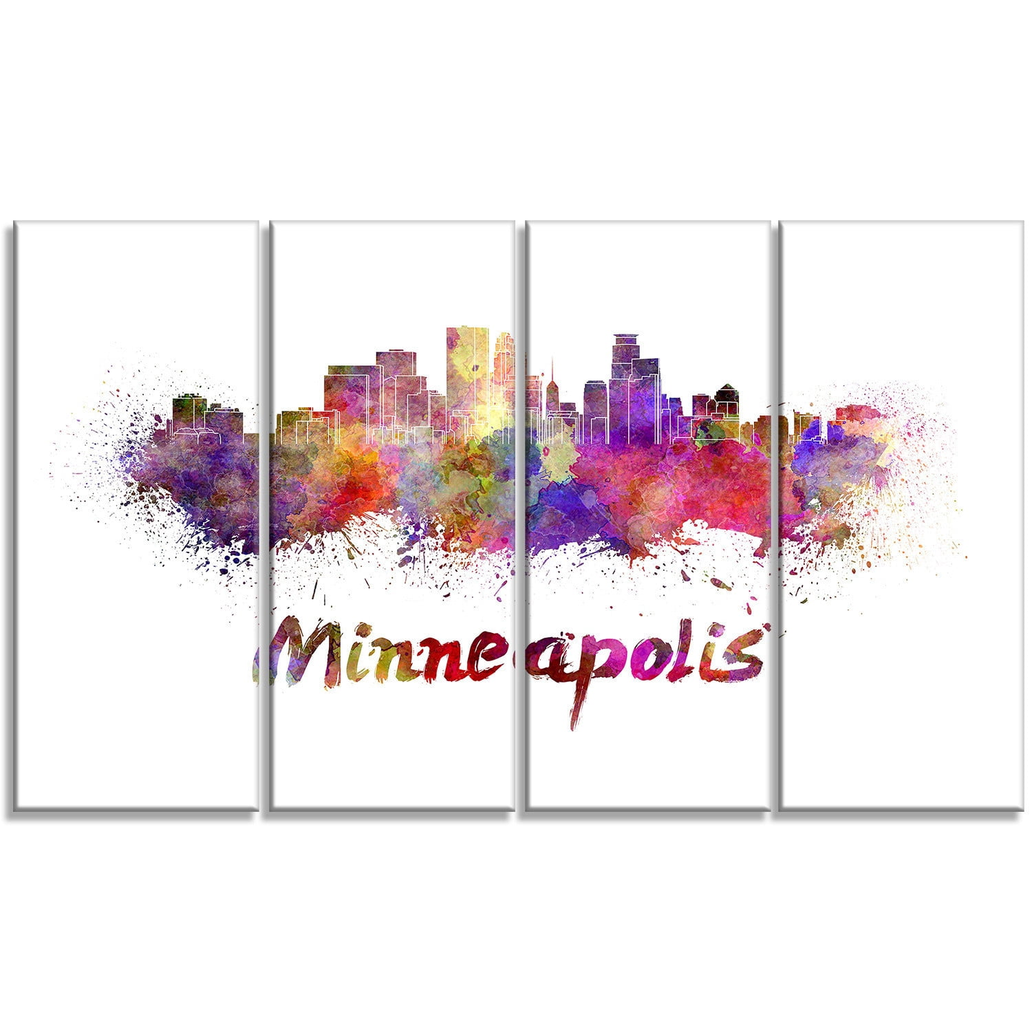 Minneapolis Skyline 40.00" x 30.00" Painting Art Prints, by Designart