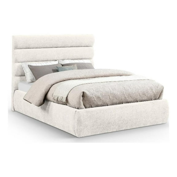 Meridian Furniture Adam Cream Chenille Fabric Full Bed