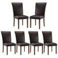 thumbnail image 2 of EOP Modern Upholstered Dining Chairs Set of 6, Tufted Parsons Dining Room Chair with Nailhead Trim, Armless Kitchen Side Chair with Wood Legs, Dark Brown, 2 of 8