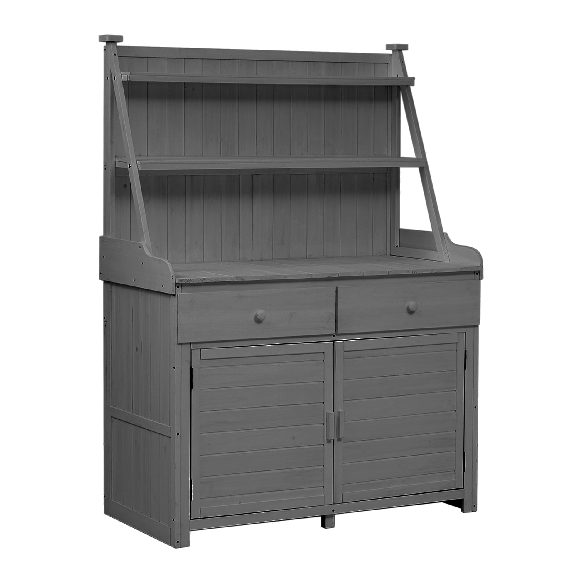 MAYEERTY 65" Garden Potting Bench Table – Rustic Fir Wood Workstation with Storage Shelf, Drawers, and Cabinet