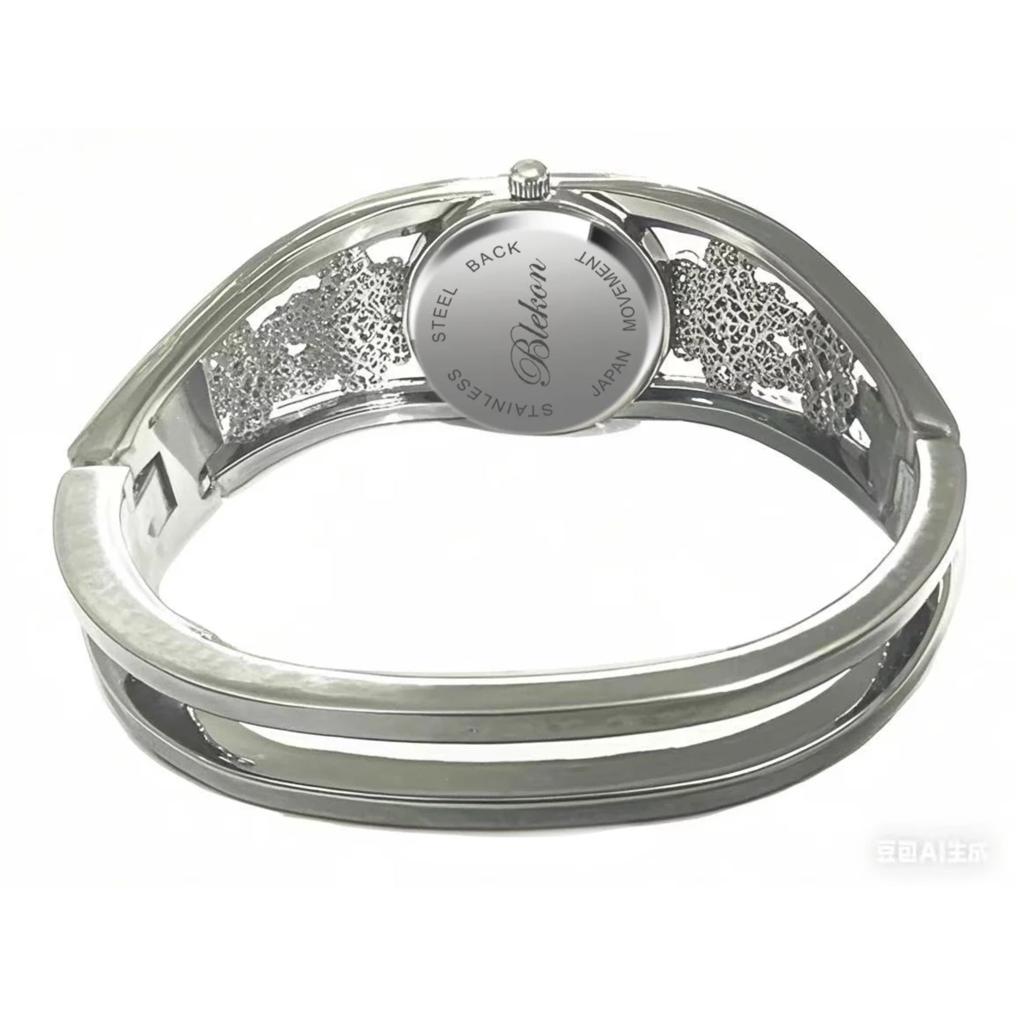 Blekon Women’s Cuff Bangle Watch With Elegant Silver Bracelet, Flower Design Dial, Fashion Jewelry Timepiece