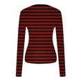 thumbnail image 5 of Fznquz Red Ladies Blouses Crewneck Casual Striped Tee Fall Trendy Long Sleeve Women Tee Shirts, 5 of 6