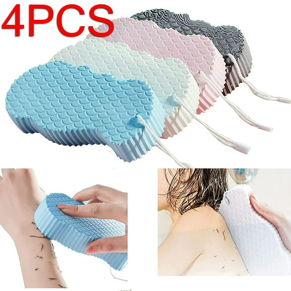 4Pack 3D Soft Body Exfoliating Bath Sponge Body Shower Cleaning Brush Dead Skin Removal