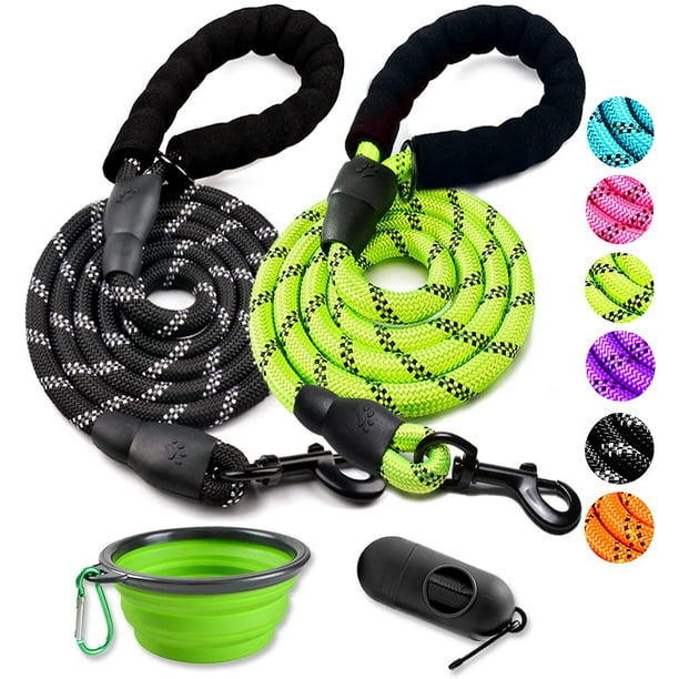2 Pack Dog LeashCollapsible Pet BowlPoop Bag Holders,Long Heavy Duty