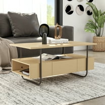Furniture of America Javor 1-Drawer and 2-Cubby Wood Indoor Coffee Table,Light Maple