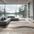 thumbnail image 2 of ODIKA 6'x9' Washable Area Rug Non-Slip, Easy Care, Beige Vintage Cream Inspired Wave Faded Stripe Bands Abstract for Family Room, Living Room, Master Bedroom, 2 of 7