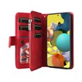 thumbnail image 3 of Multifunctional Case for Samsung A51 4G,[RFID Blocking] 9 Credit Cards Holder with Wrist Strap, Premium PU Leather Zipper Wallet Purse Magnetic Flip Phone Cover for Samsung Galaxy A51 4G, Red, 3 of 12