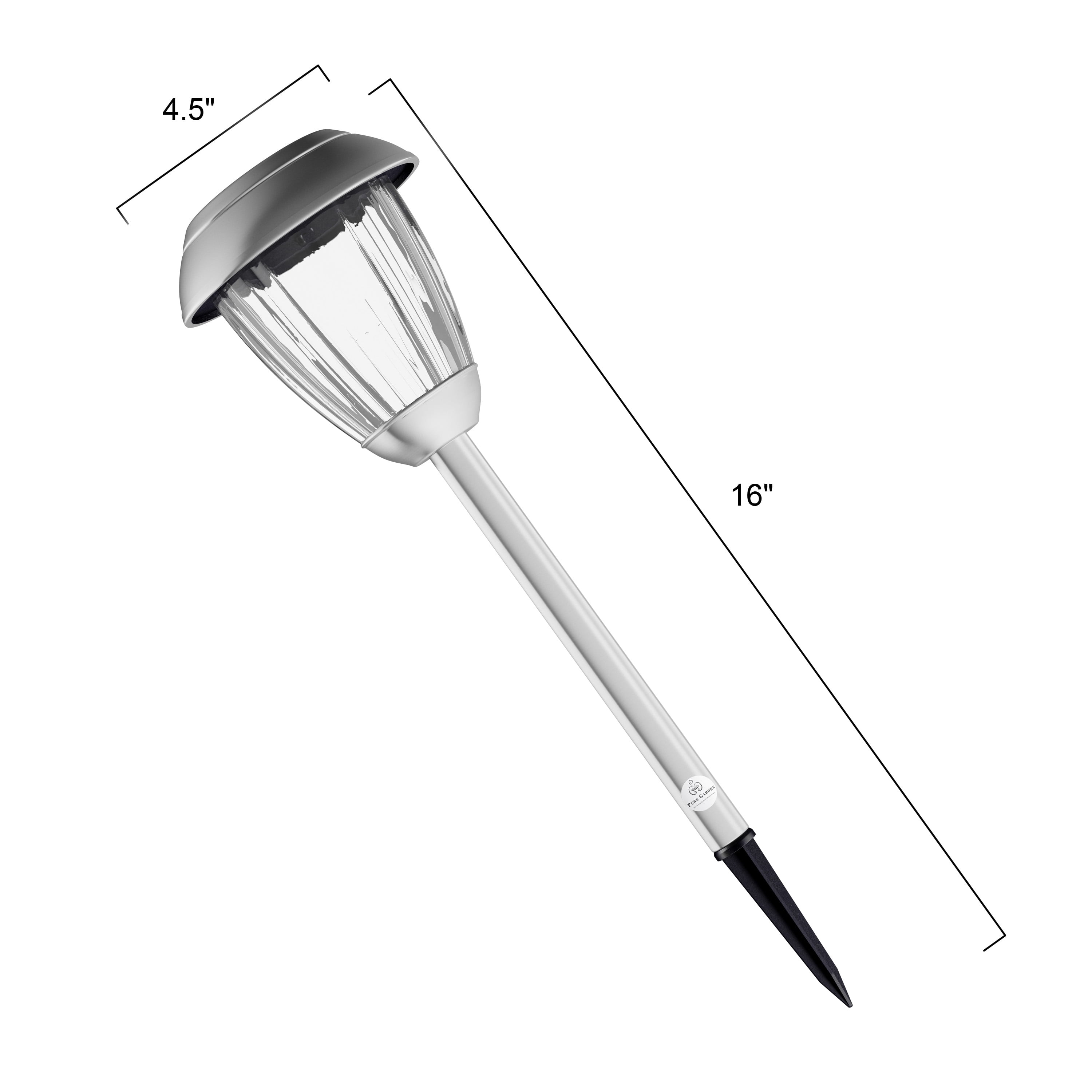 Pure Garden Set of 8 Stainless-Steel Solar Outdoor Light Stakes (Gunmetal)