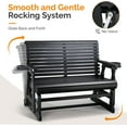 thumbnail image 6 of VINGLI Outdoor Glider Wood Patio Chair with Cup Holders, Outdoor Bench Glider Loveseat with Smooth Rocking Mechanism, Heavy Duty 800 LBS, Black, 6 of 14