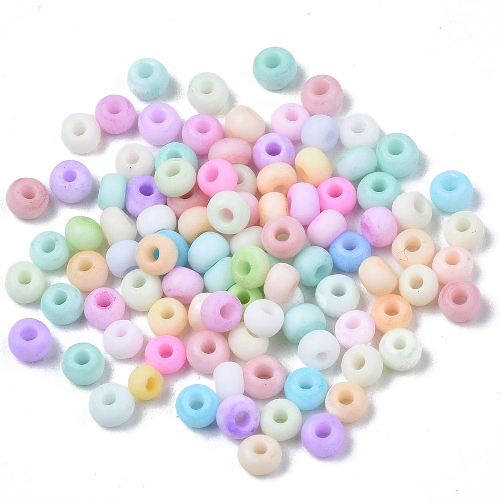 8/0 Opaque Glass Seed Beads Round Hole Frosted Colours Round Mixed Color 3~4x2~3mm Hole: 0.8mm about 15000pcs/Pound