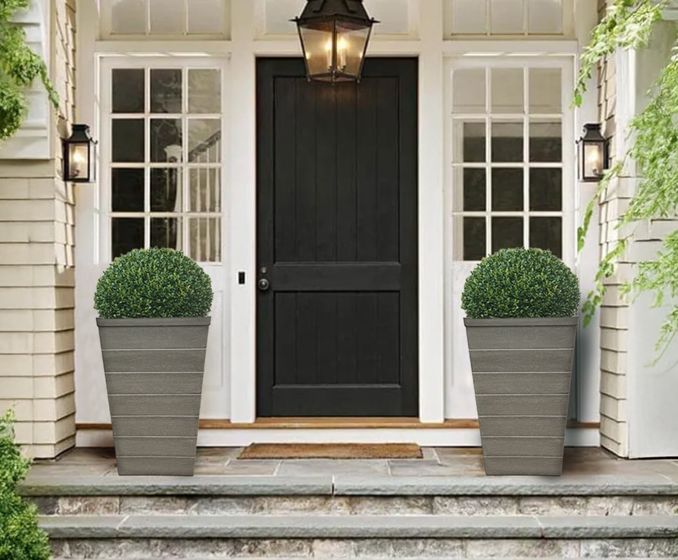 EMSCO 22.5" Tapered Resin Tall Accent Planters, 2-Pack, Driftwood Finish