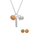 thumbnail image 2 of Delight Jewelry Silvertone 3-D Large Orange Jack O' Lantern with Green Leaves Always My Mother Bar Zoe Necklace, 2 of 4