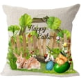 thumbnail image 3 of 4 Pcs Joyeuses Pâques Printemps Salutations Rabbit avec Œufs Vert Coton Lin Housse de Coussin Décorative 18 Pouces Carrée, 3 of 5