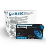 GloveWorks® by AMMEX® Industrial Vinyl Gloves, Powder-Free, 3 mil, X-Large, Blue, 100 Gloves/Box, 10/Boxes/Carton