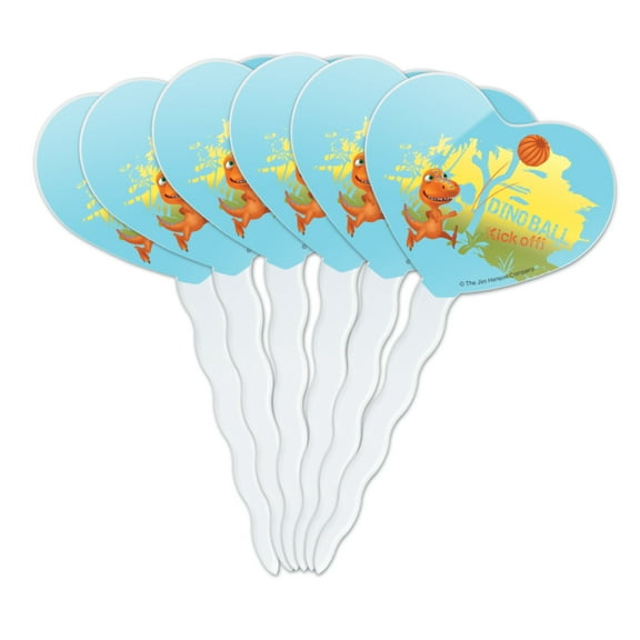 Dino Ball Kickoff Dinosaur Train Heart Love Cupcake Picks Toppers Decoration Set of 6