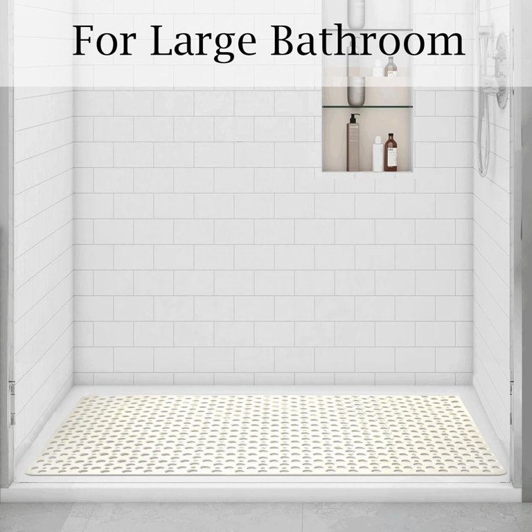 Tiamo Non Slip Extra Large Shower Mat, 47 X 31 Inch Bath Mat Shower Mat, Large Suction Cups And Drain Holes, Bathroom Accessories