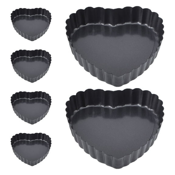 DRAFIDEEP Heart Shaped Cake Pans 6Pcs Mini Tart Pan Carbon Steel Nonstick For Home Bakers