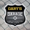 thumbnail image 5 of Gary's Garage I Can Fix Everything But Stupid 12 inch X 12 inch Shield Shaped Commercial Grade Plastic Sign To last, Gift for Dads and Uncles Classic Americana Crafted in the USA, 5 of 7