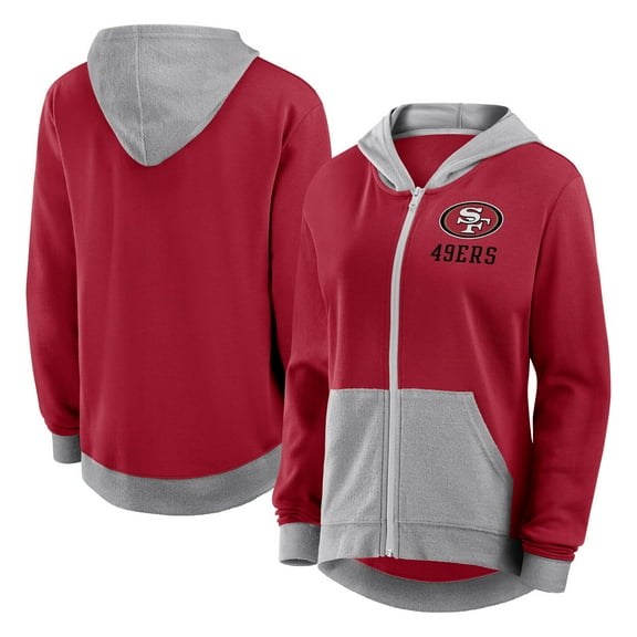 Women's Logo Athletic Scarlet San Francisco 49ers Hit It French Terry Full-Zip Hoodie