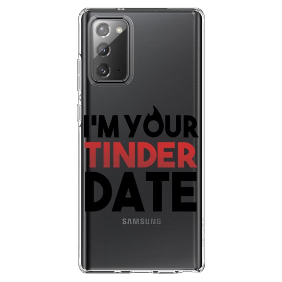 DistinctInk Clear Shockproof Hybrid Case for Galaxy Note 20 ULTRA (6.9" Screen) - TPU Bumper Acrylic Back Tempered Glass Screen Protector - I'm Your Tinder Date