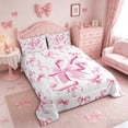 thumbnail image 5 of Meiyoeat Kawaii Bow Initial K Full Size Comforter Sets 3 Pieces for Kids, Cartoon Girly Bow Bedding Sets for Bedroom, Pink White,Pink Reversible, 5 of 7