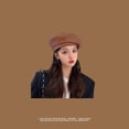 thumbnail image 4 of SikaFu Korean Version Of Dongdaemun Camel Hat, Women's Coffee Soft Top Baseball Hat, Duck Tongue Hat, Men's Brown Knitted Hat, Beret Hat, 4 of 6