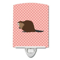 Caroline's Treasures BB7873CNL Eurasian Beaver Pink Check Ceramic Night Light, 6x4x3", multicolor