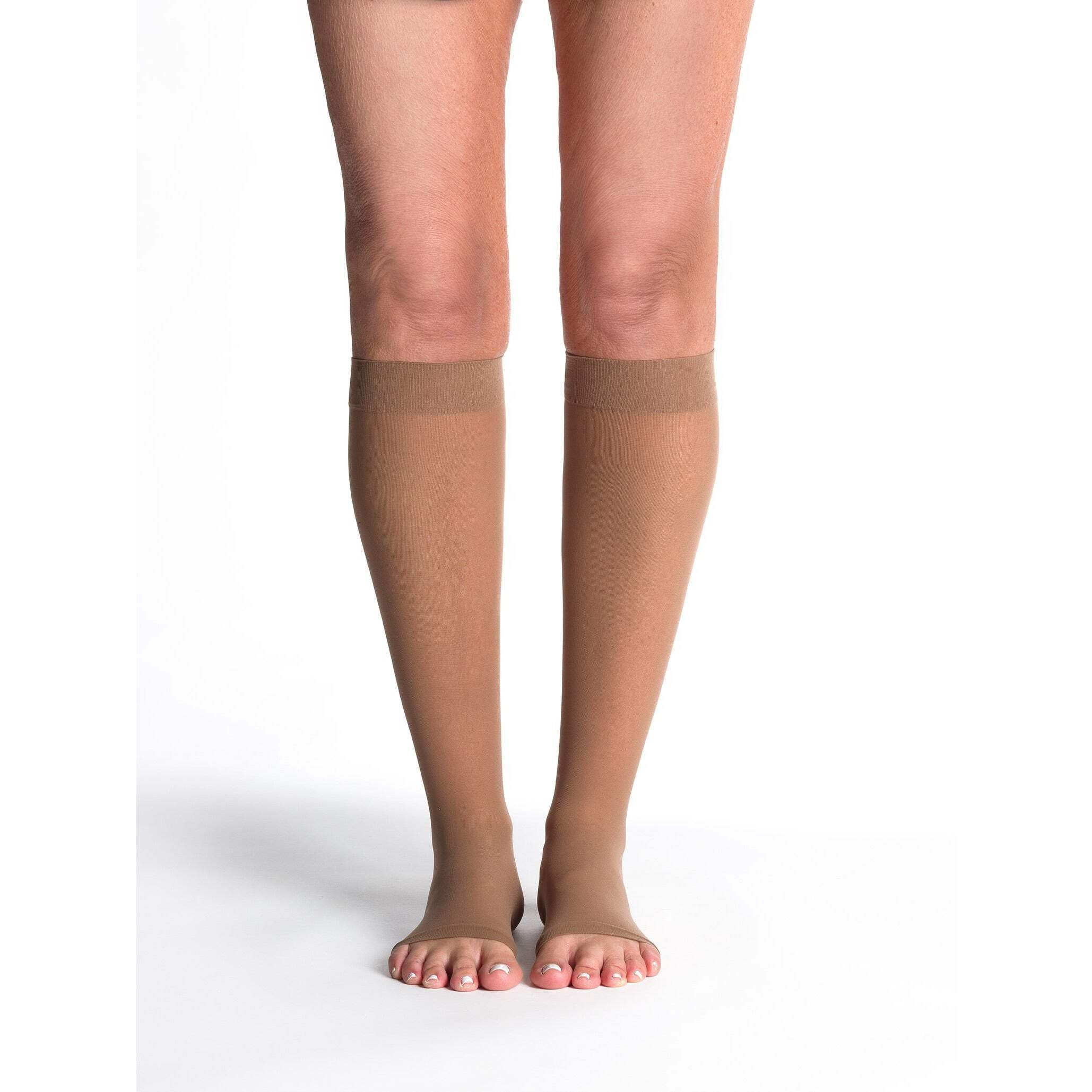 Sigvaris Style 781 Sheer 15-20 Open Toe Knee High Compression Stockings Black LS Short