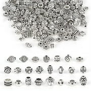 Designice 180pcs Silver Spacer Beads - 100g Tibetan Antique Silver Color Metal Beads Small Loose Spacer Beads with Radom Styles for Jewelry Making DIY Charm Bracelets