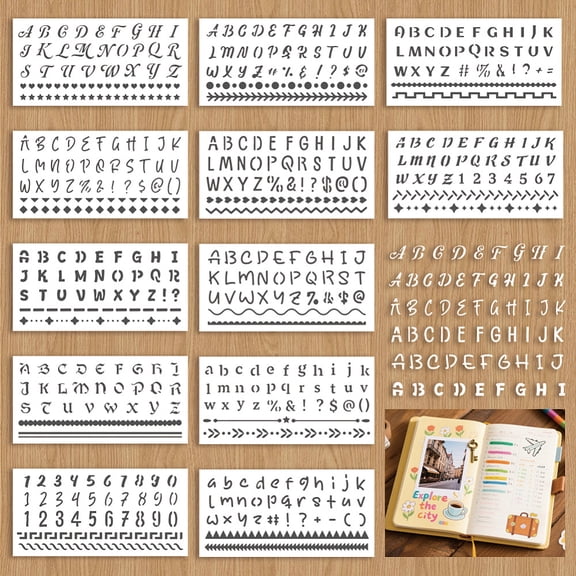 12 Sheets Letter Stencils