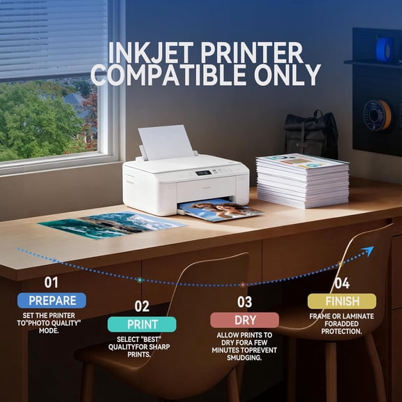 SHILIU-220 Sheets Inkjet Glossy Thin Paper 8.5x11 inch 30lb 120gsm A4 Letter Size For Brochure Printing, Custom Chip Bag Party Favors,Single Side, Suitable for All Dye Ink