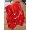 thumbnail image 5 of Alvivi Kids Boys Glittery Sequined Vest Hip-hop Jazz Dance Waistcoat Tops 7-14 A Red 9-10, 5 of 5