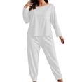 thumbnail image 2 of Nugftut Womens Plus Size Pajama Sets Long Sleeve Chest Pocket Top and Jogger Pants 2 Piece Loungewear, 2 of 6
