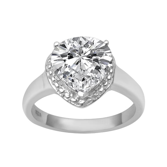 925 Sterling Silver 7MM Heart Shape Moissanite Solitaire Women Love Valentine Gift Ring