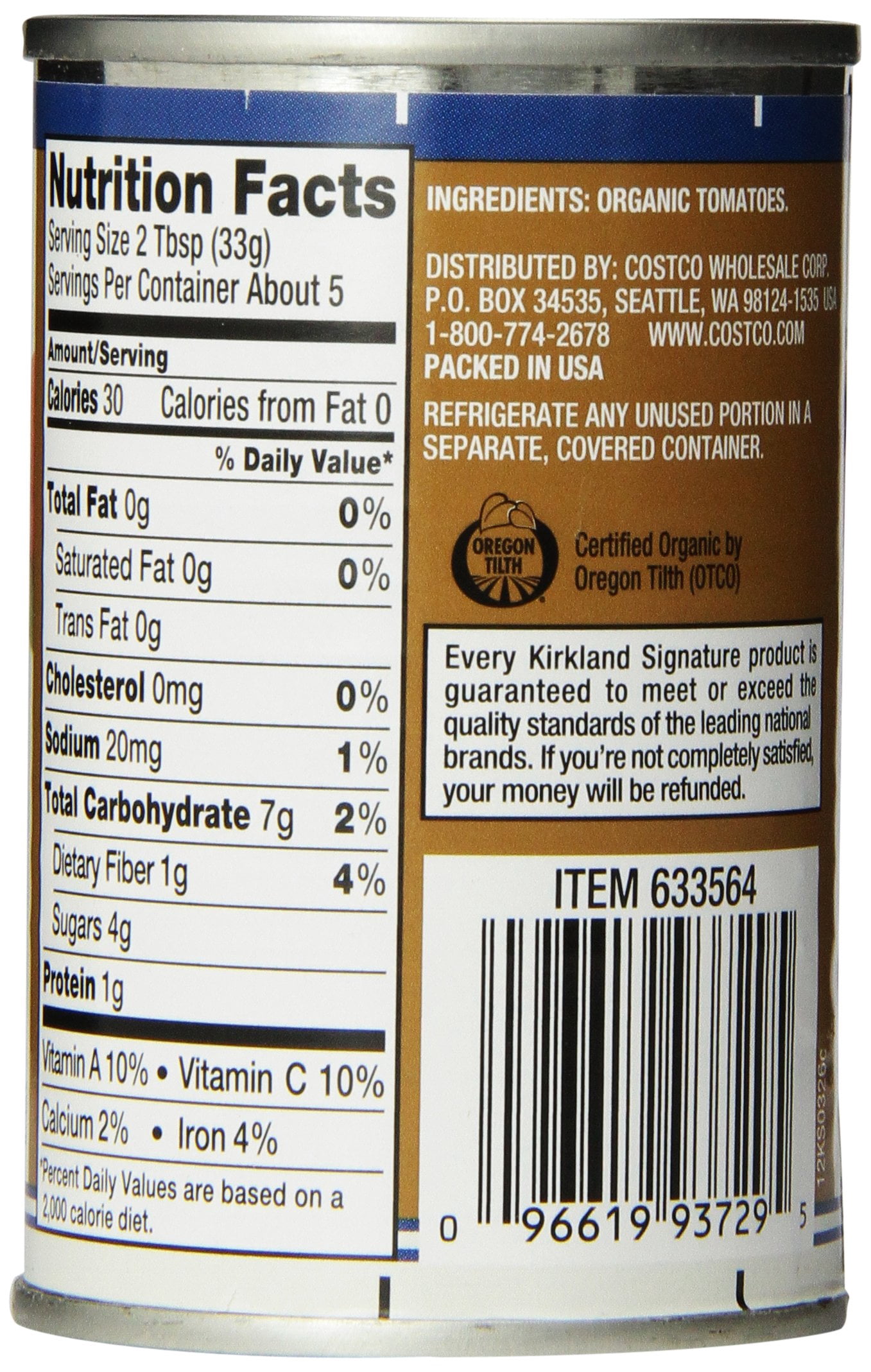 Kirkland Signature Organic Tomato Paste 6 Ounce (12 Count)
