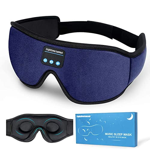 LIGHTIMETUNNEL Auriculares para Dormir, Máscara para Dormir Bluetooth 3D, Auriculares para Dormir Lavables con Altavoces Estéreo Ultra Finos Micrófono Manos Libres para Insomnio Viajes Color Azul