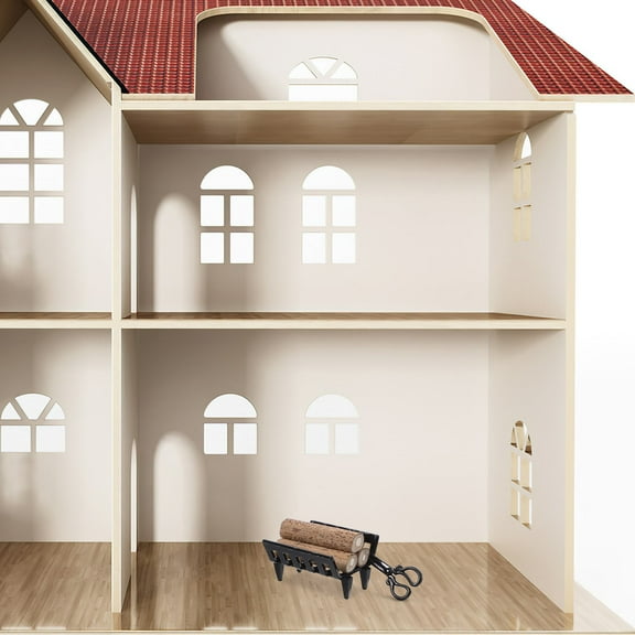 HONITANO 1 Set Miniature Firewood Log Holder Black Metal Firewood Rack For Hobbyists